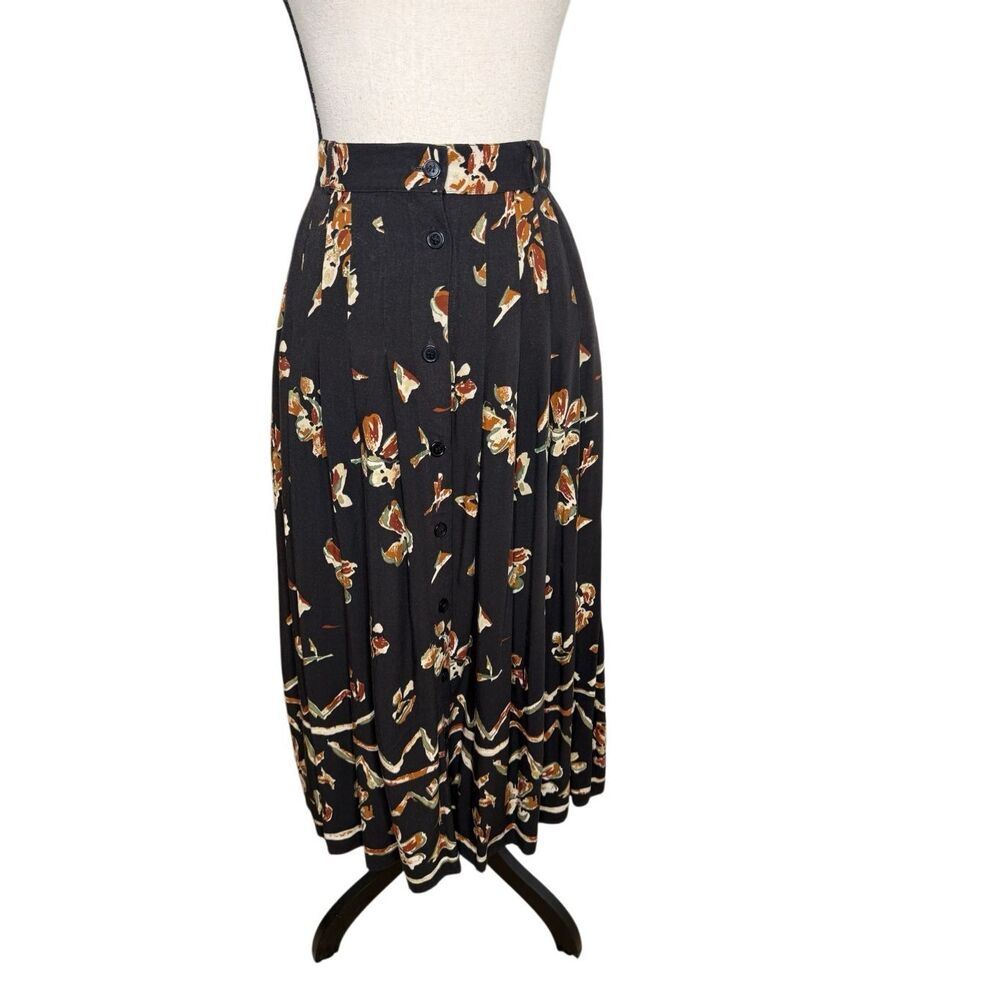 Vintage Together Maxi Skirt Black Pleated Button Front Size 4 Whimsigoth, 90’s